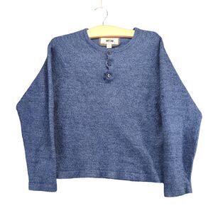 Joseph Abboud Merino Wool Blend Sweater Women Size XXL Blue 1/4 Button Henley